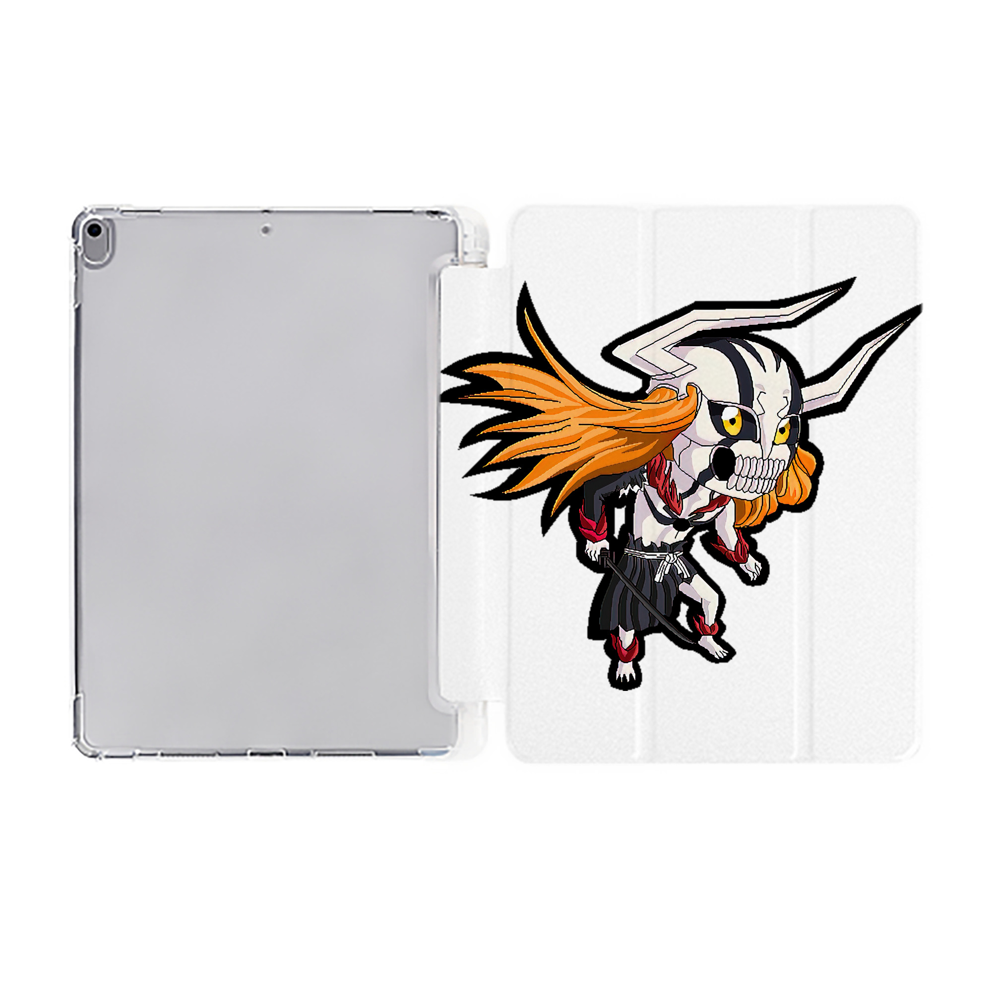 （画像用） ブリーチ 黒崎一護（くろさき いちご）BLEACH Kurosaki Ichigo IPad ケース ペン収納付き 三つ折りスタンド PUレザー×シリコン 対応機種9.5/10.5/10.9インチ